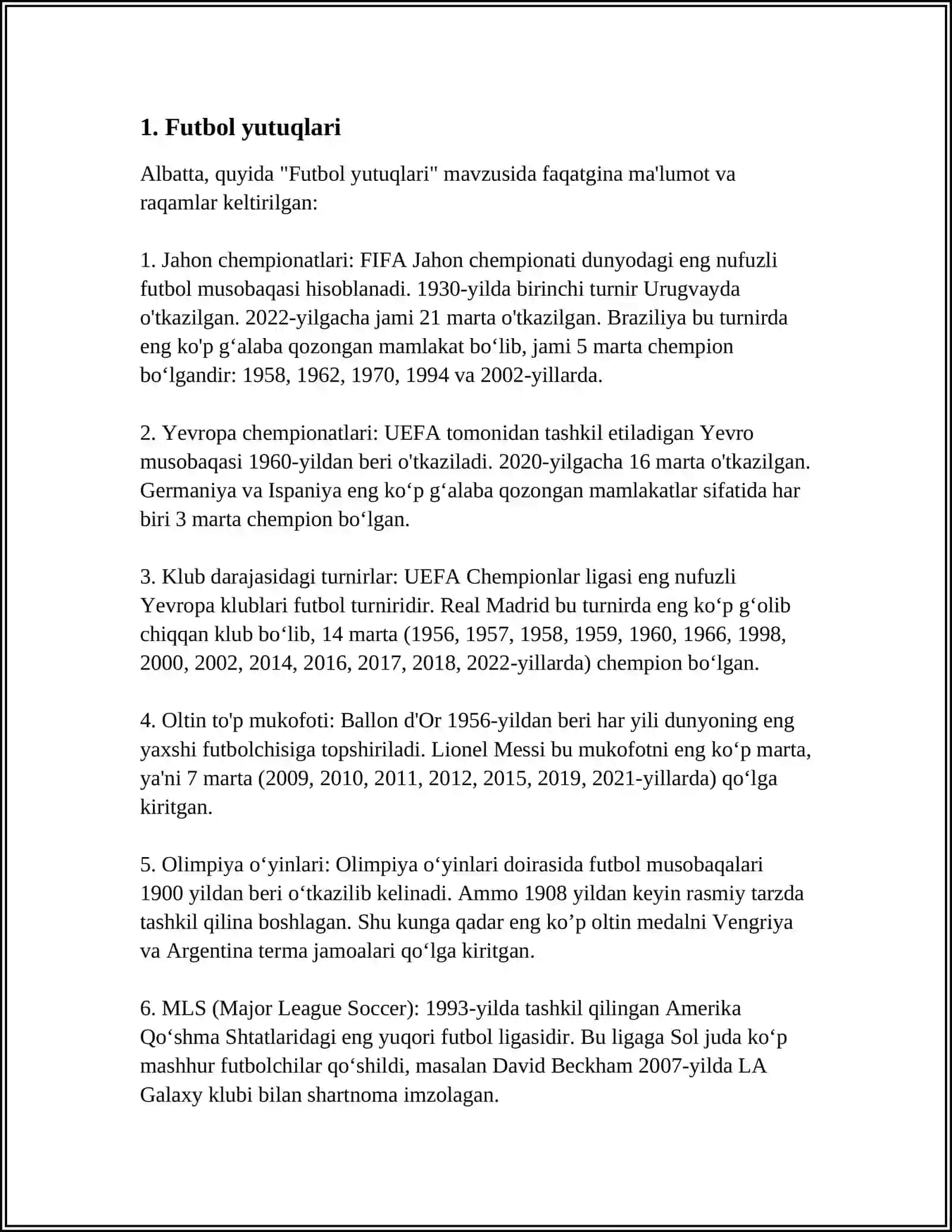 O'ZBEKISTON SPORTCHILARINING YUTUQLARI (SPORT TURLARI BO'YICHA) 3