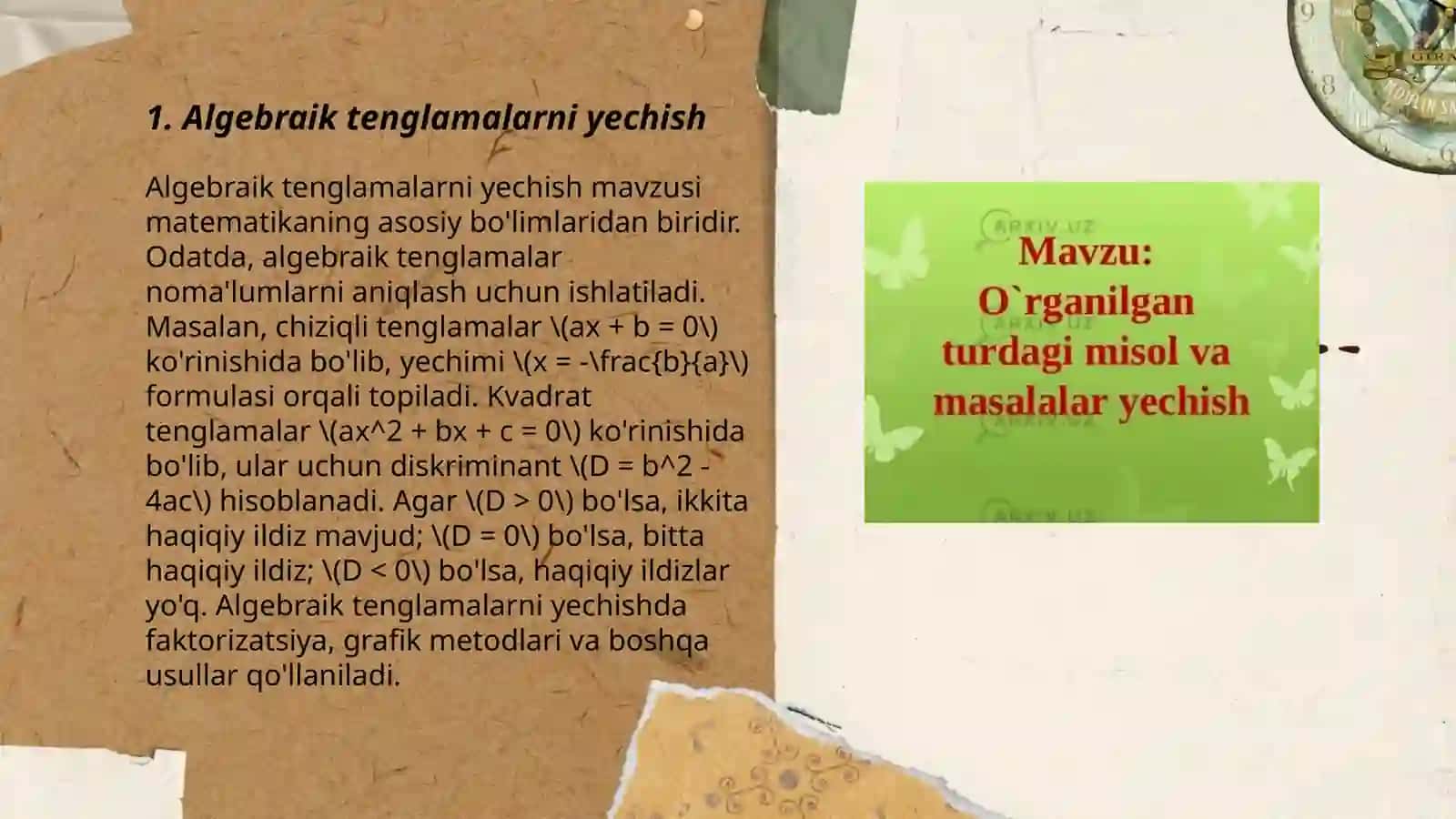 O'rganilgan turdagi amaliy va mantiqiy masalalar 3