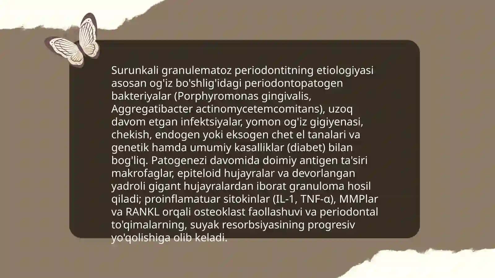Surunkali granulematoz periodontit. Klinika. Tashxislash va qiyosiy tashxislash 3