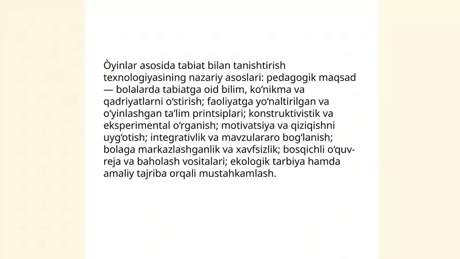 Òyinlar asosida tabiat bilan tanishtirish texnologiyasi 3