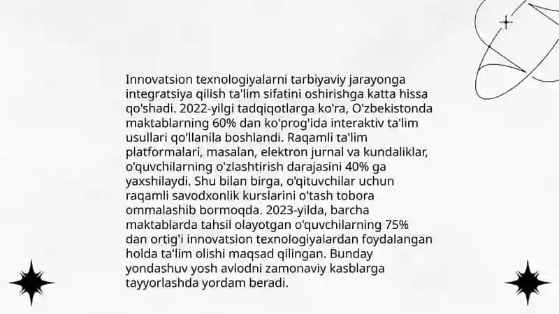 Innovatsion texnologiyalarni tarbiyaviy jarayonga integratsiya qilish 3