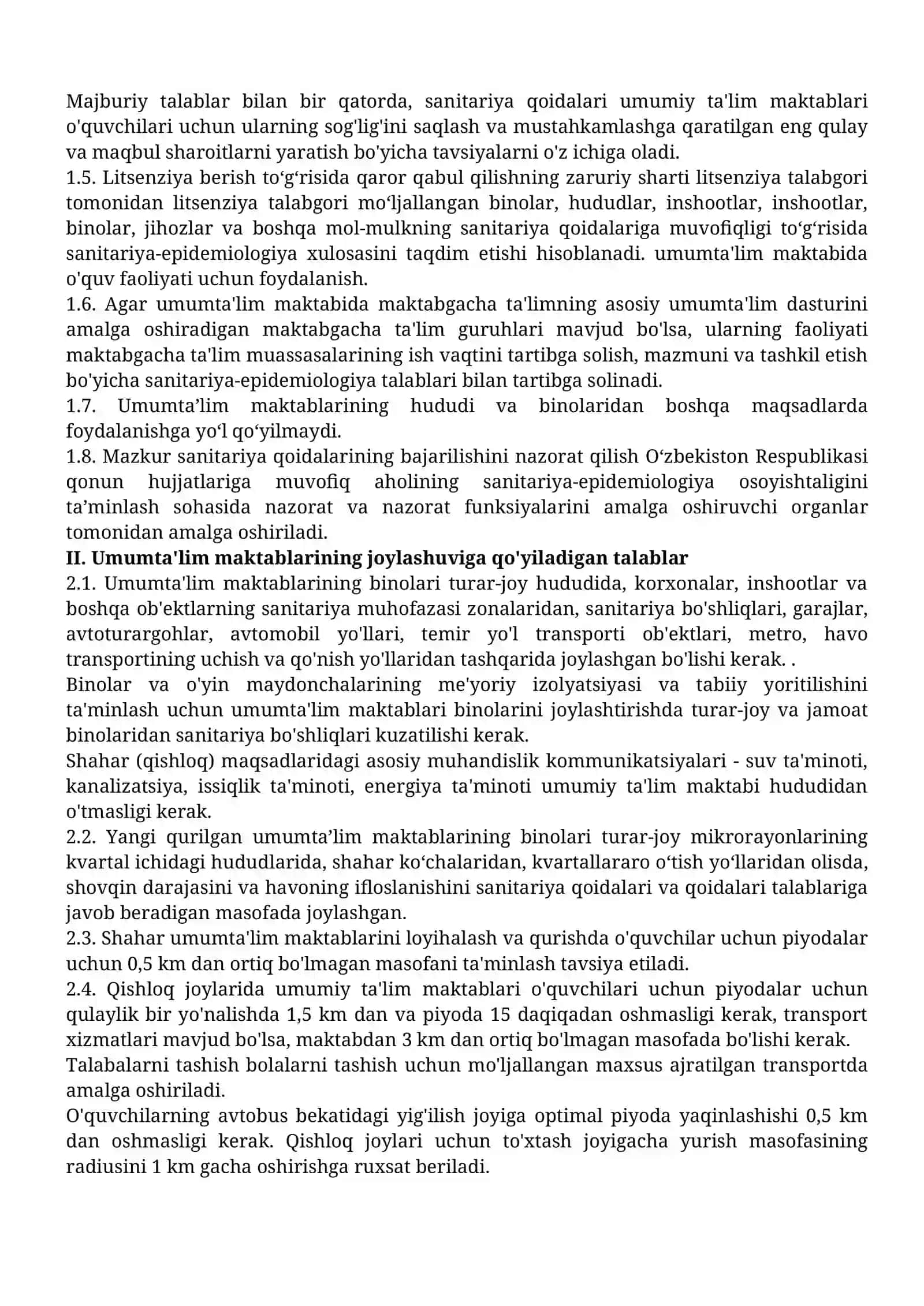 Sanitar qoida va meʼyorlar (Sanpin) 0341-16 3
