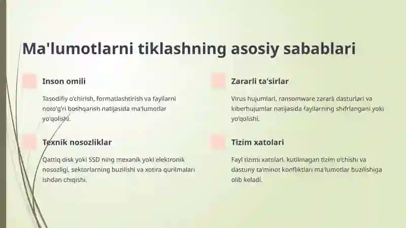 Ma'lumotlarni Tiklash uchun Mo'ljallangan Operatsion Tizimlar Parametrlari 3