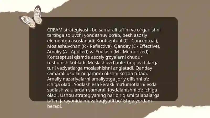 CREAM strategiyasi va undan samarali foydalanish 3
