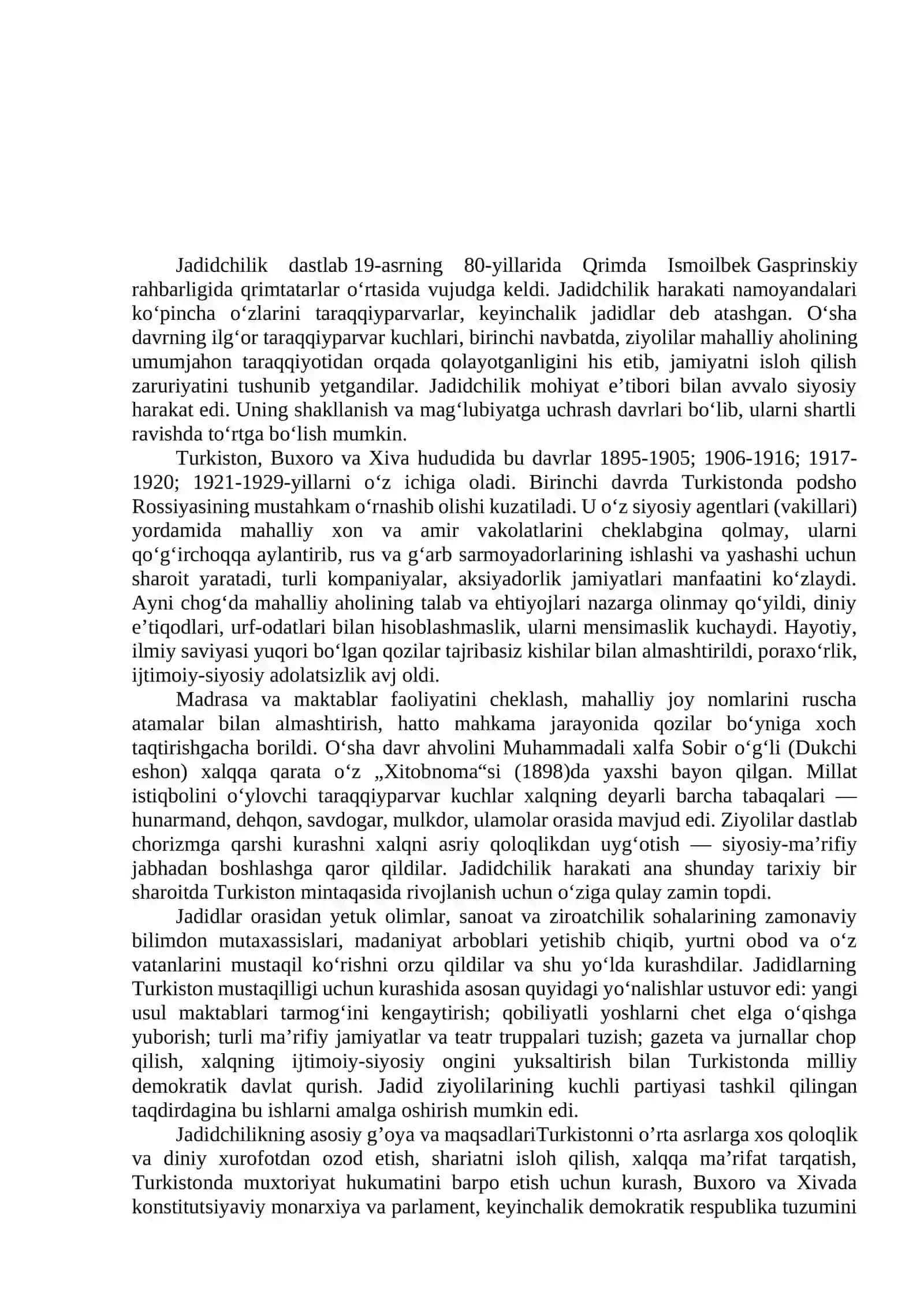 Jadidlar marifatparvarlarining o`lka ijtimoy-manaviy hayotida tutgan o`rni 3