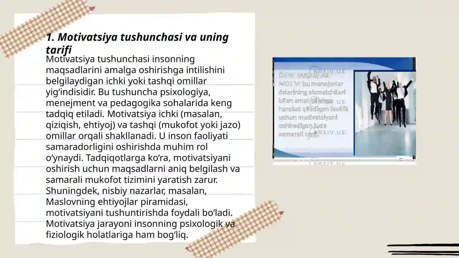 Xorij psixologiyasida motiv va motivatsiya muammosi 3