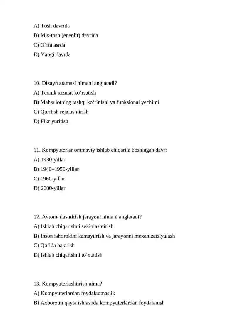 Texnologiyalar va loyihalashtirishning tarixi 3