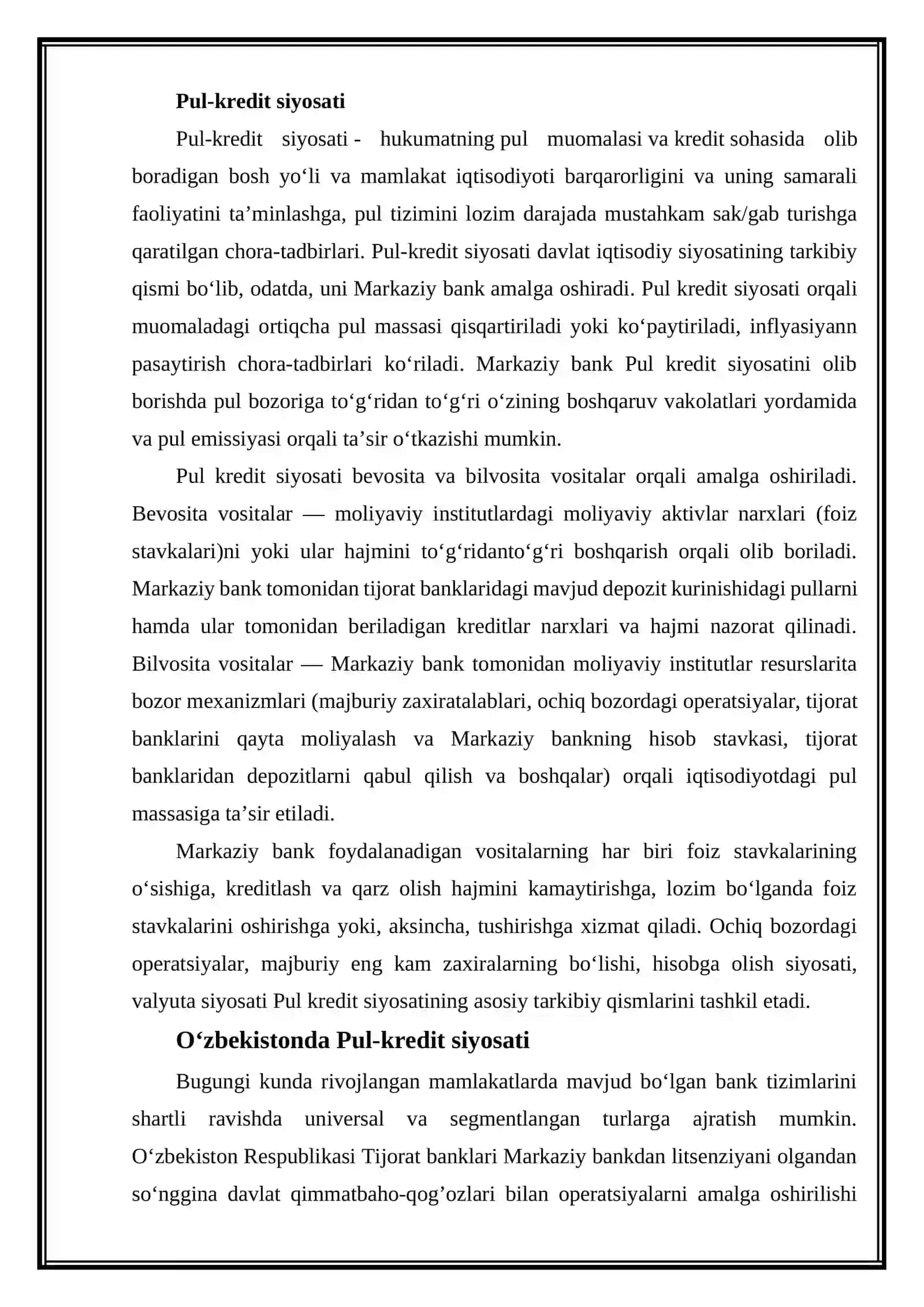 Oʻzbekistonda pul-kredit siyosatining oʻziga xos xususiyatlari 3