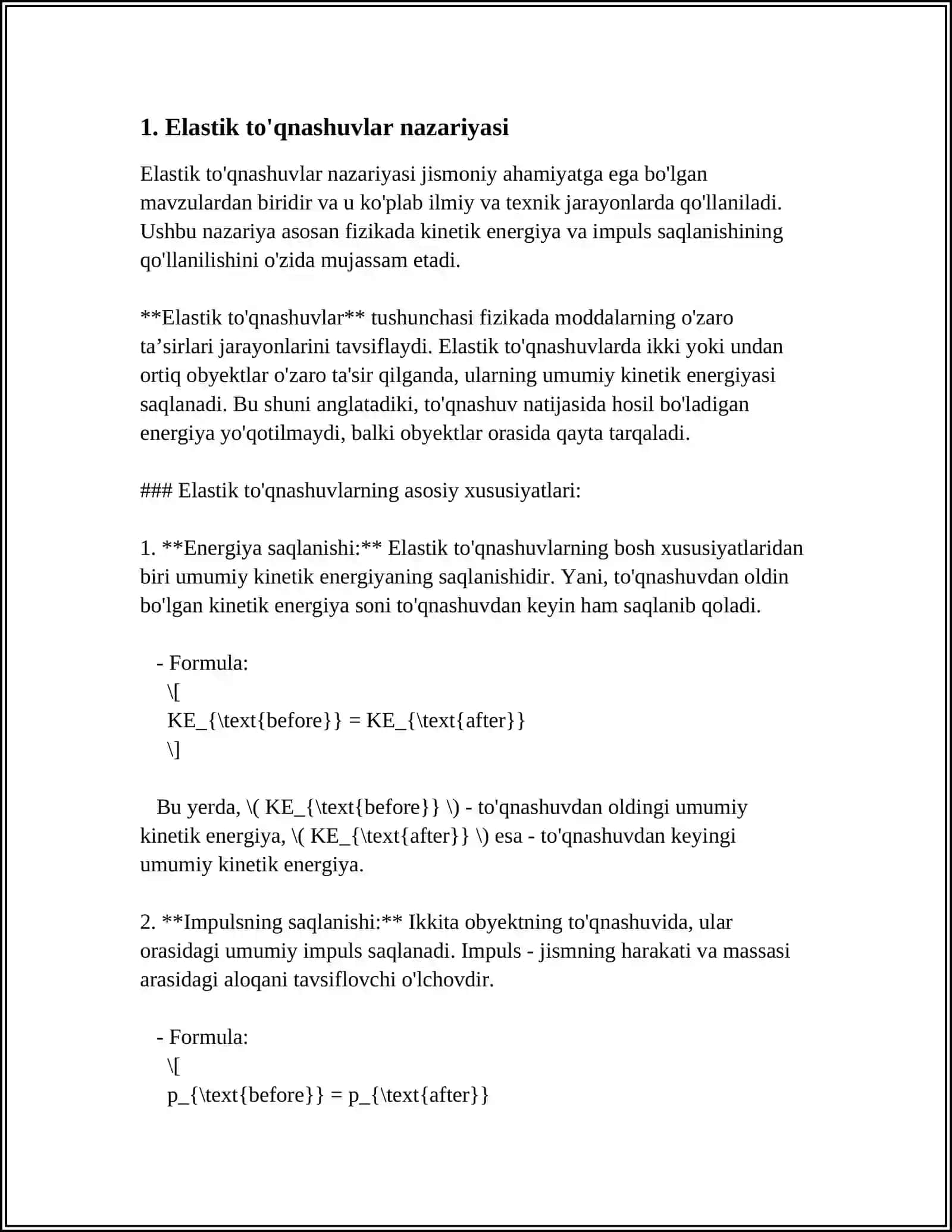 ELASTIK VA NOELASTIK TOʻQNASHUVLAR 3