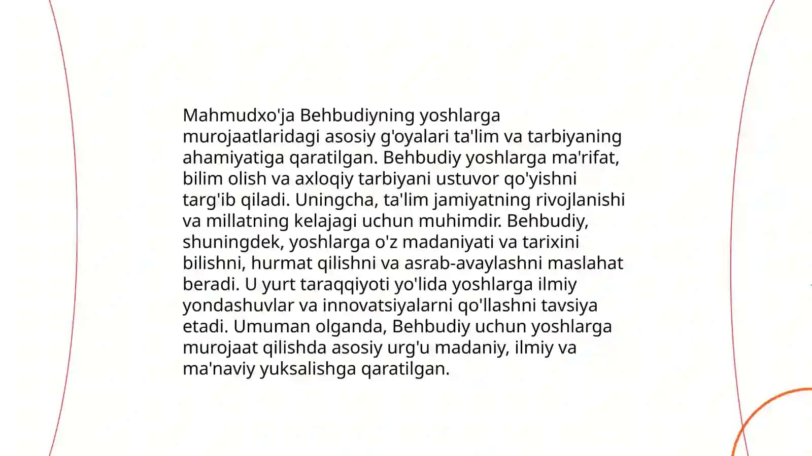 Mahmudxo'ja Behbudiyning "Yoshlarga murojaat" va "Muhtaram yoshlarga murojaat" maqolalarini tahlil etish 3