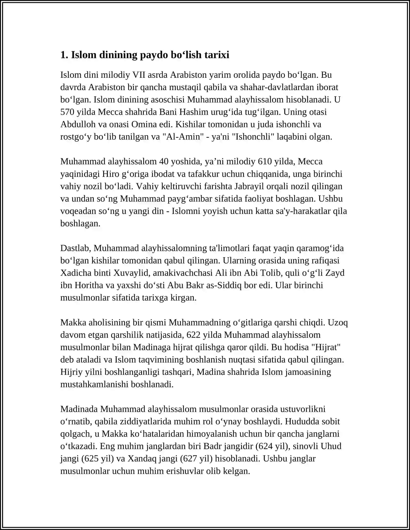 ISLOM DINI TARIXI VA MOHIYATI 3