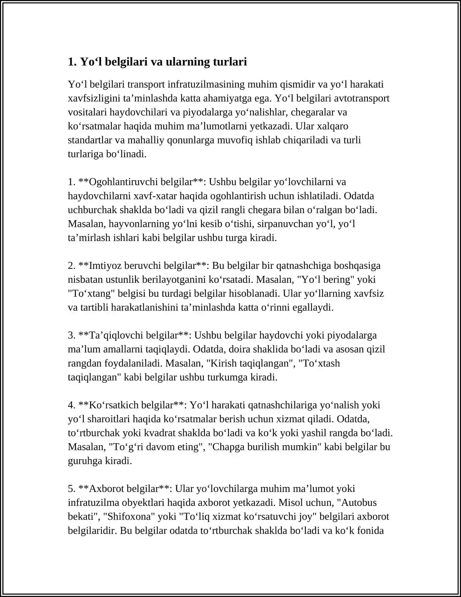 YOʻL HARAKATI QOIDALARI HARAKAT HAVFSIZLIGI ASOSLARI 3