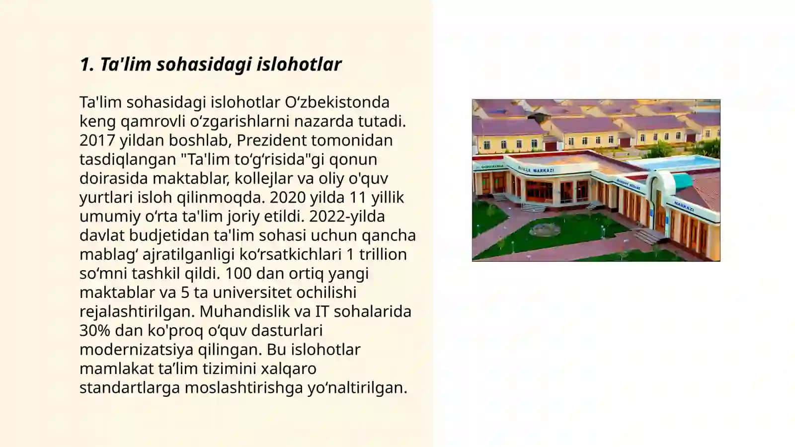 Ta'lim sohasidagi islohotlar 3