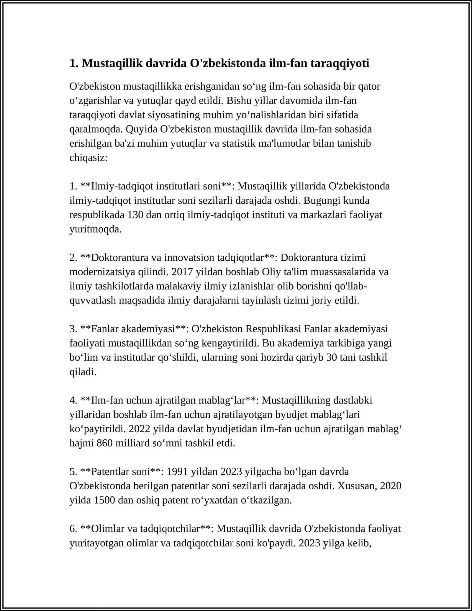 Oʻzbekistonda mustaqilik yillarida buyuk allomalarning ilmiy-ma'naviy merosiga berilgan etibor 3