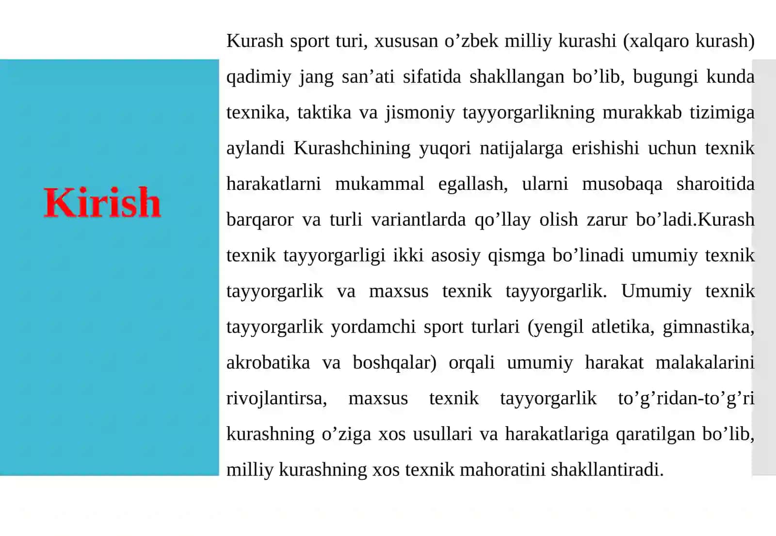 Kurash damaxsus mashqlarni bajarish va harakatlanish uslublari 3
