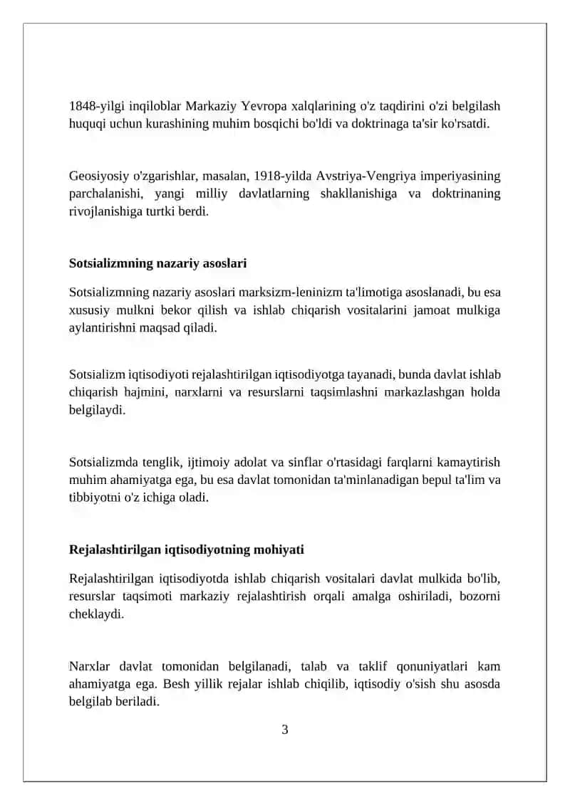 Sotsialistik iqtisodiyot to'g'risidagi fikrlar, Markaziy Yevropa ta'limoti 3