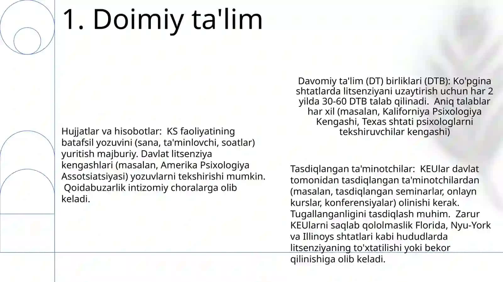 Amaliyotchi psixolog shaxsiga qo'yiladigan talablar 3