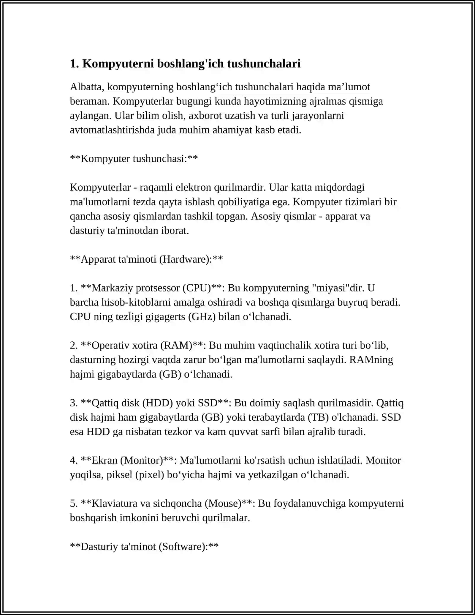 MTTDA BOSHLANG'ICH KOMPYUTER SAVODXONLIGI FANI HAQIDA TUSHUNCHA 3