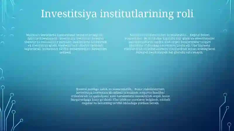 Investitsiya Institutlarining Moliya Bozorlaridagi Faoliyati 3