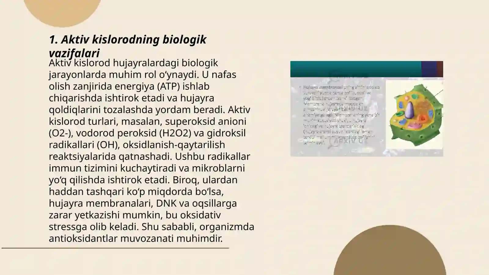 Aktiv kislorodning hujayra hayotiy jarayonidagi ahamiyati 3