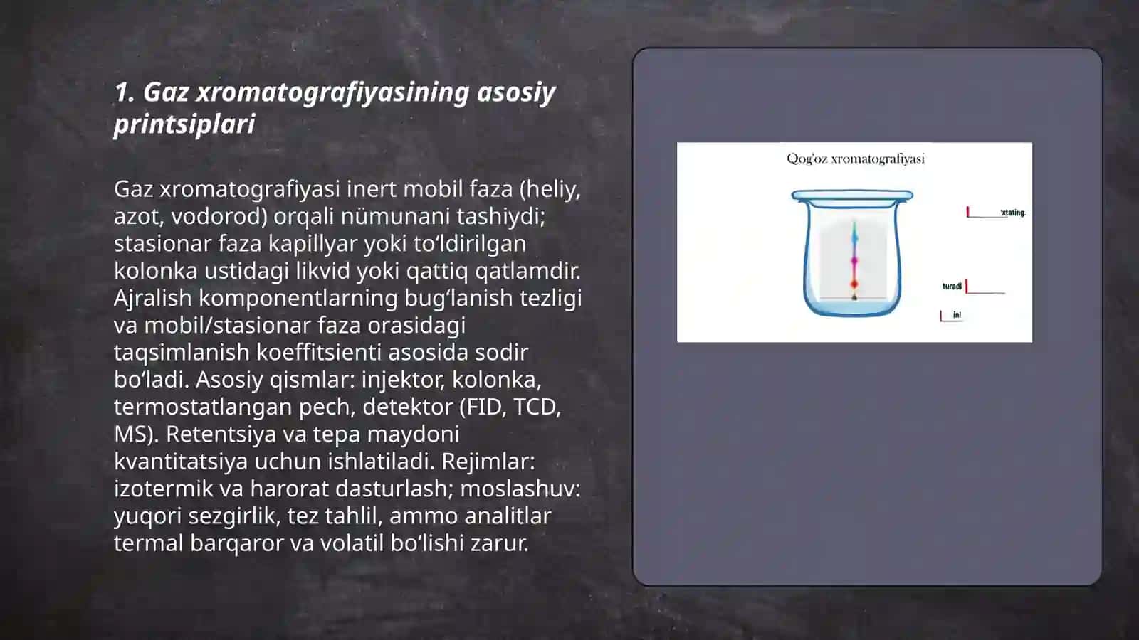 Gaz va yuqori samarali suyuqlik xromatografiyalari 3