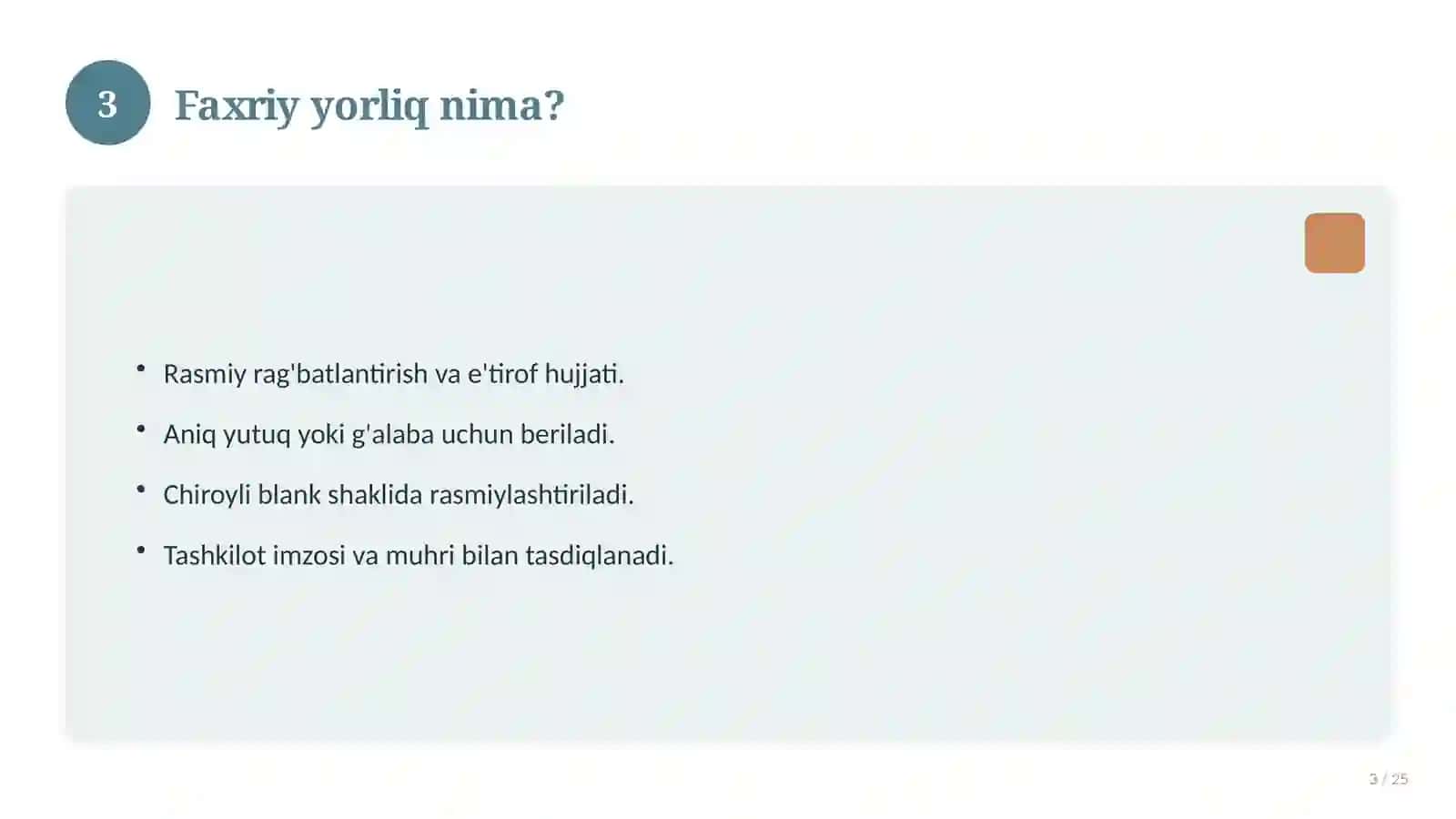 Faxriy yorliq maktab o'quvchilari uchun 3
