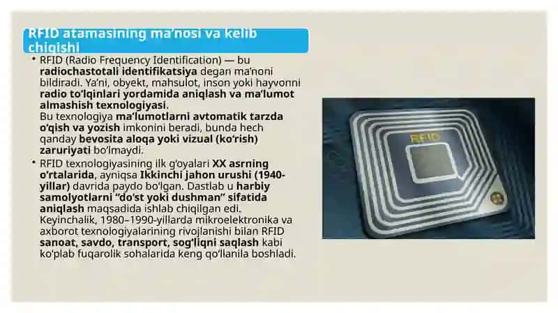 RFID texnologiyasining afzalliklari va qo'llanilish sohalari 3
