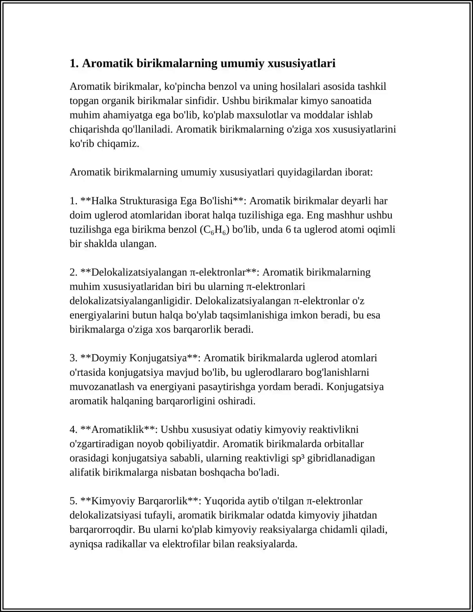 AROMATIK BIRIKMALAR. AROMATIK BIRIKMALARNING SINFLANISHI 3