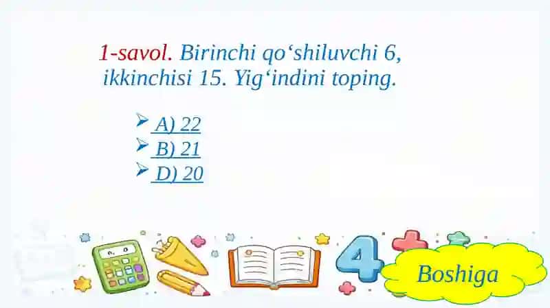 1-sinf Matematika interaktiv test-taqdimot 3