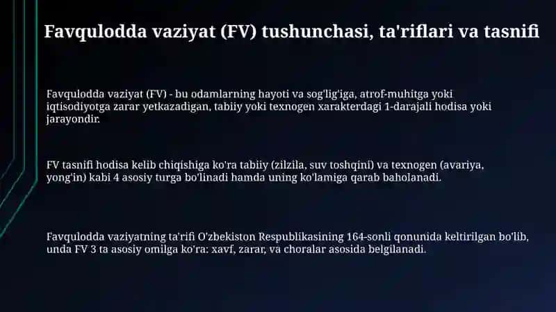 Favqulodda vaziyat (FV) tushunchasi 3
