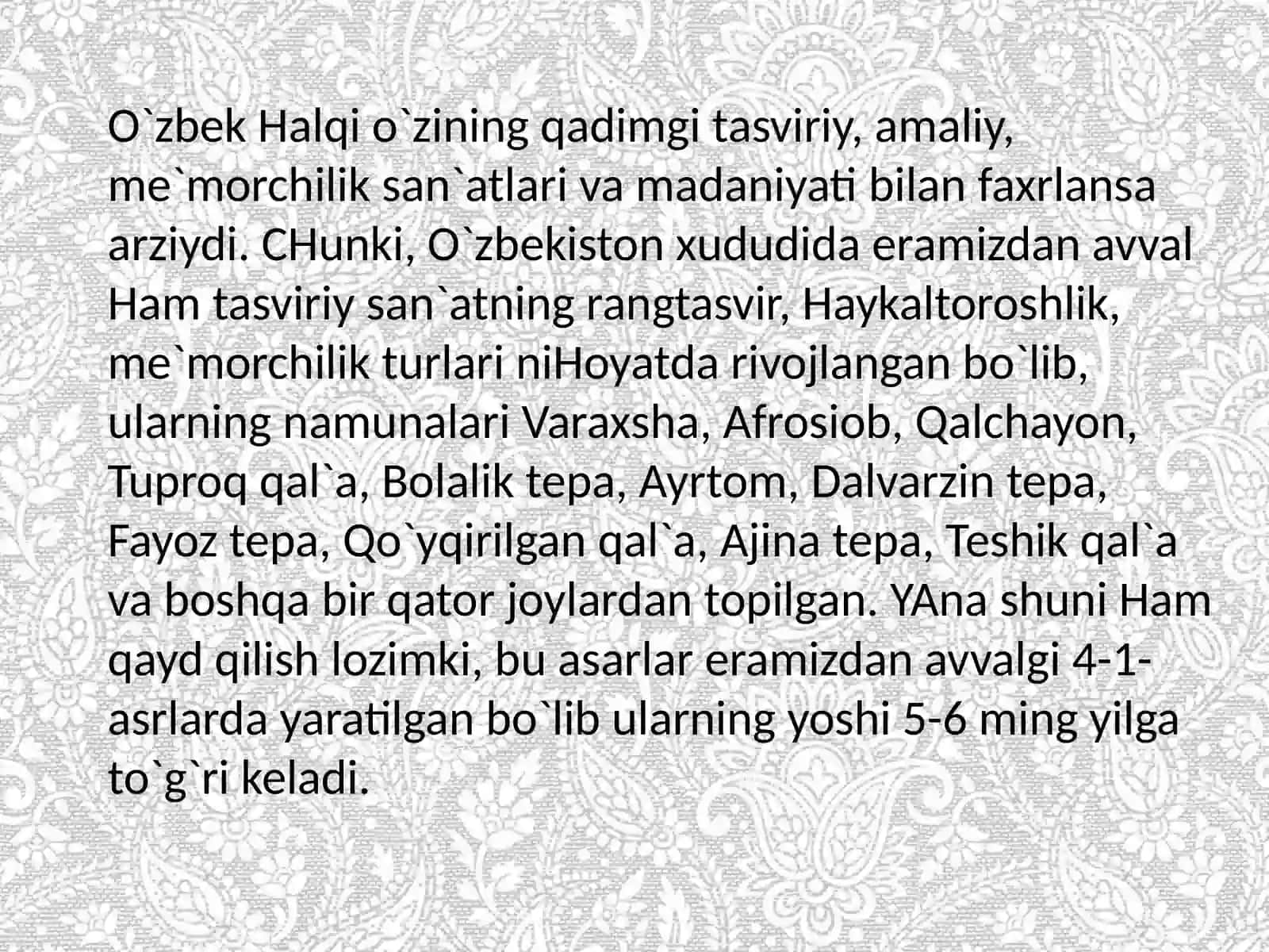 O'rta Osiyo va O'zbekistonda tasviriy sanʼatning o'qitilishi 3