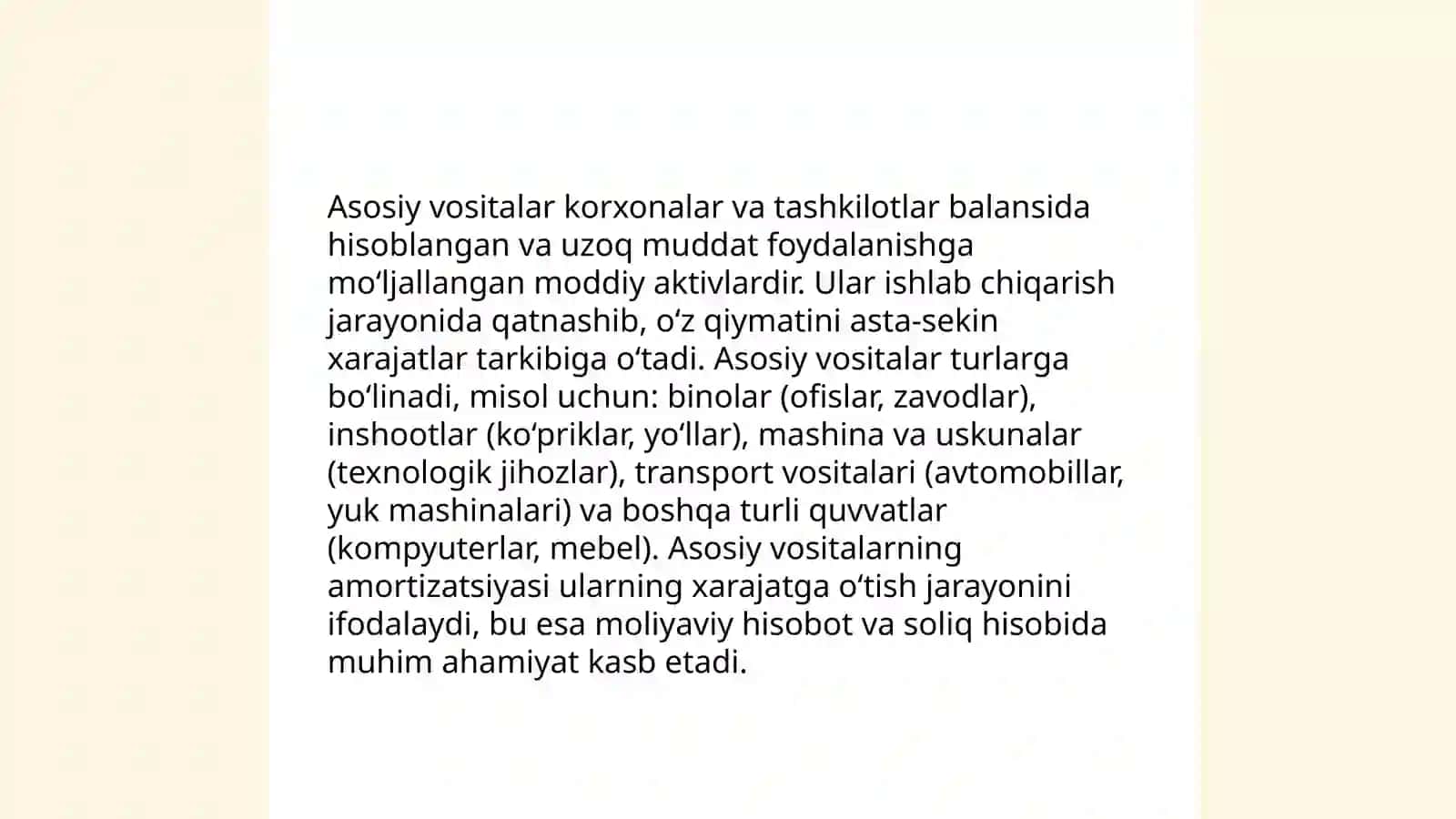 Asosiy vositalar holati va ulardan samarali foydalanishni tahlili 3
