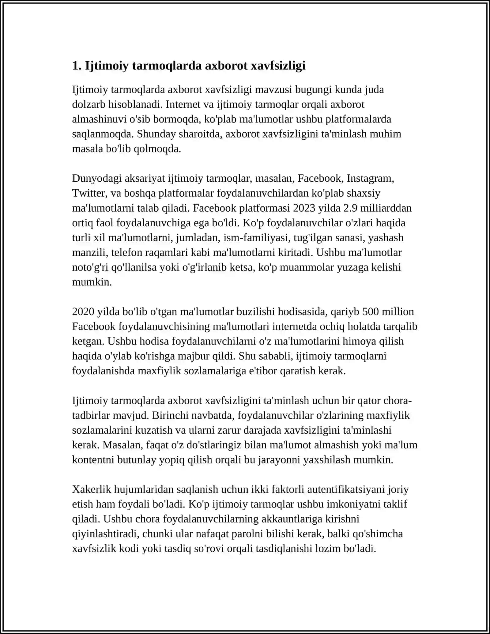 IJTIMOIY TARMOQLARDAGI AXBORAT XUJATLARI VA TAXFIDLAR 3