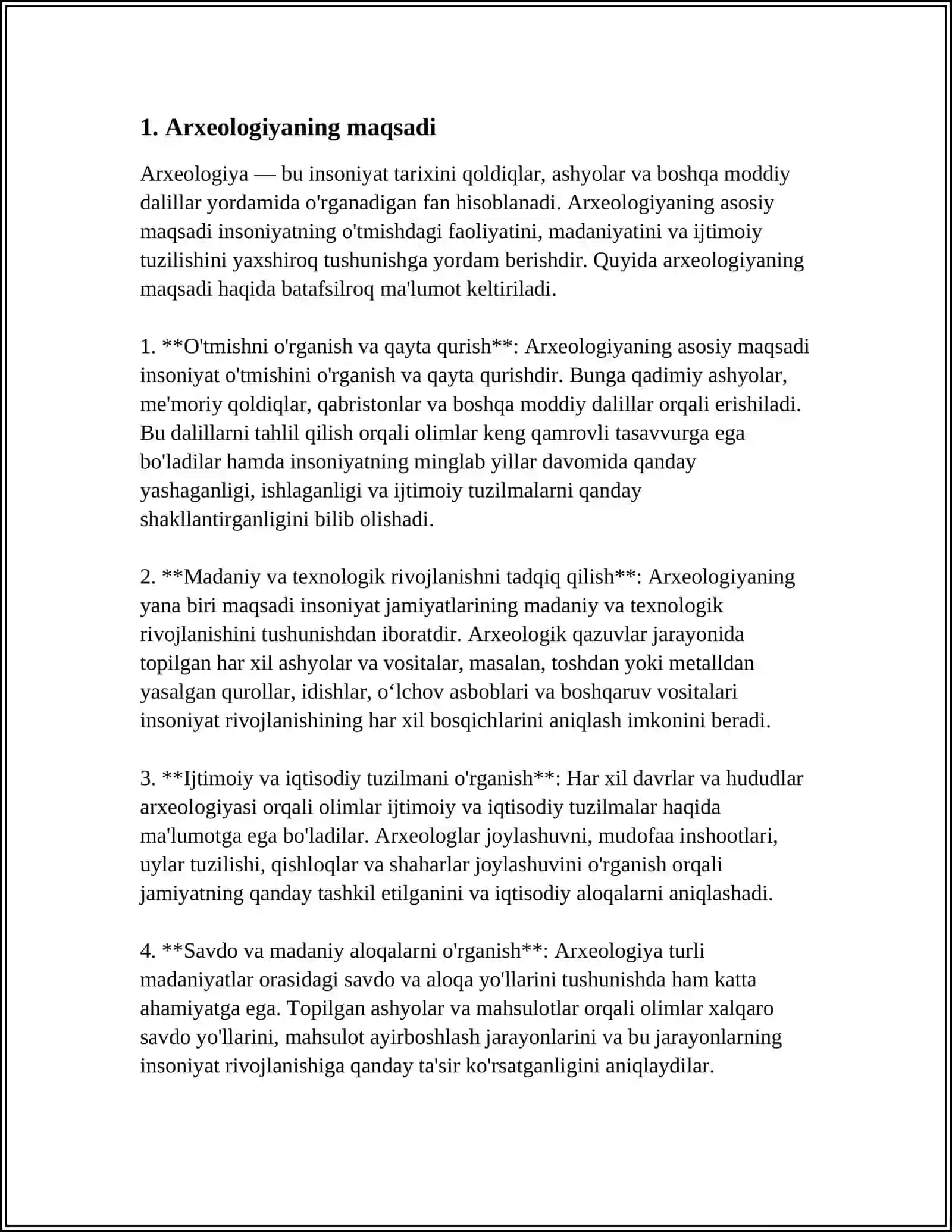 ARXEALOGIYA FANINING MAQSADI VA VAXIFALARI 3