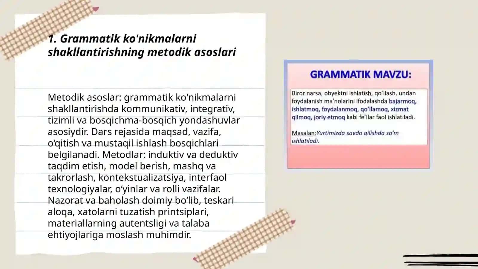 Grammatik koʻnikmalarni shakillantirish usullari va yoʻllari 3