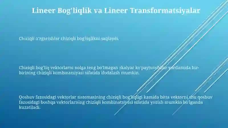 Chiziqli bog'liqlik 3