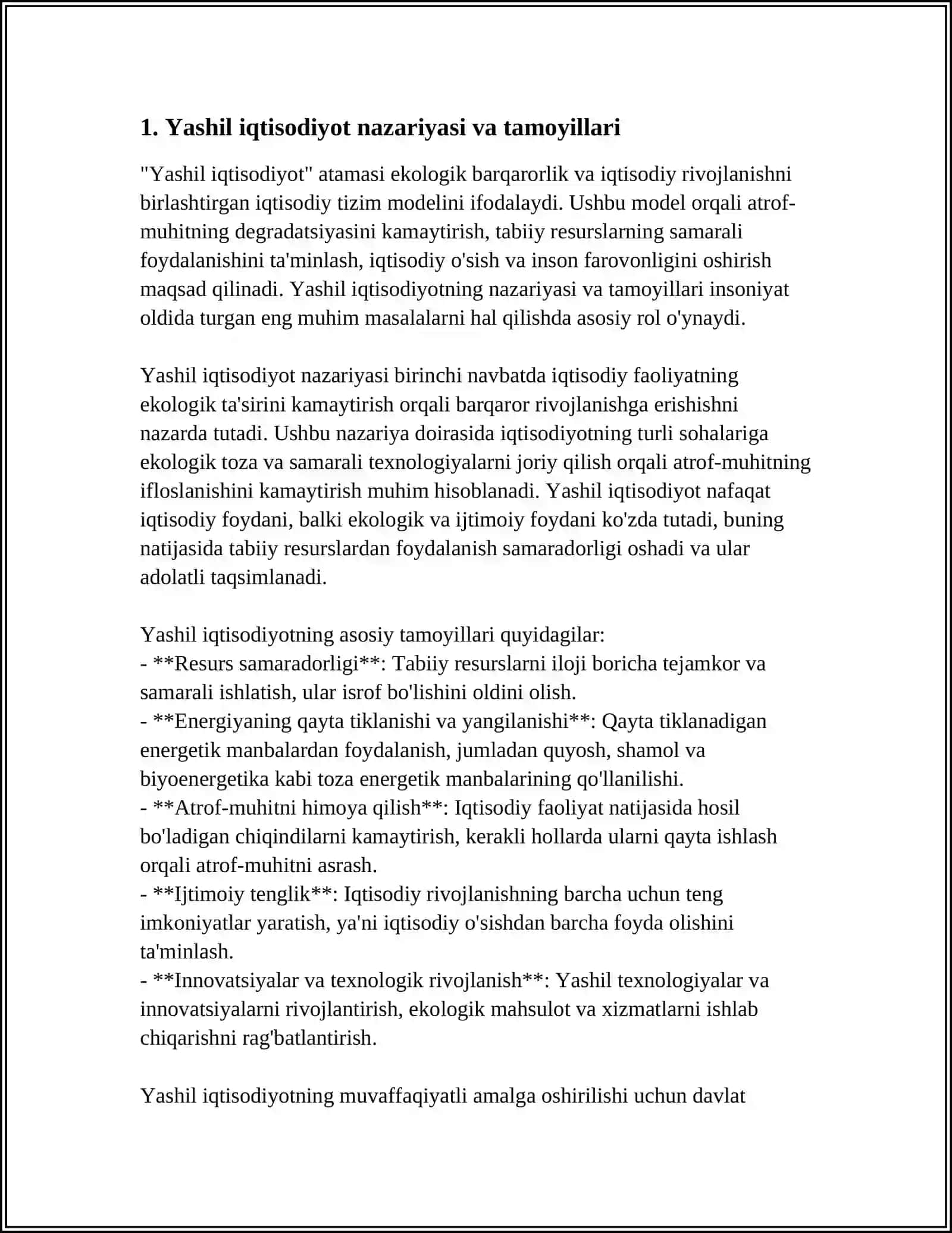 YASHIL IQTISODIYOTNING ASOSLARI VA TOZA ISHLAB CHIQARISH 3