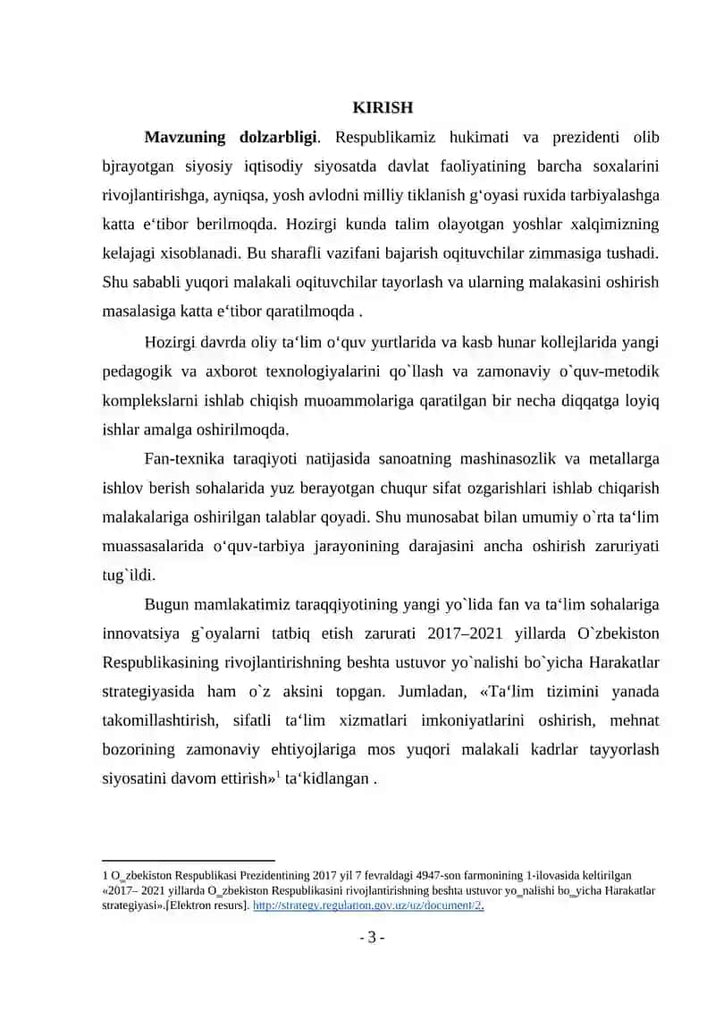 Kurs Ishi: Metallarga ishlov berish texnologiyasi 3