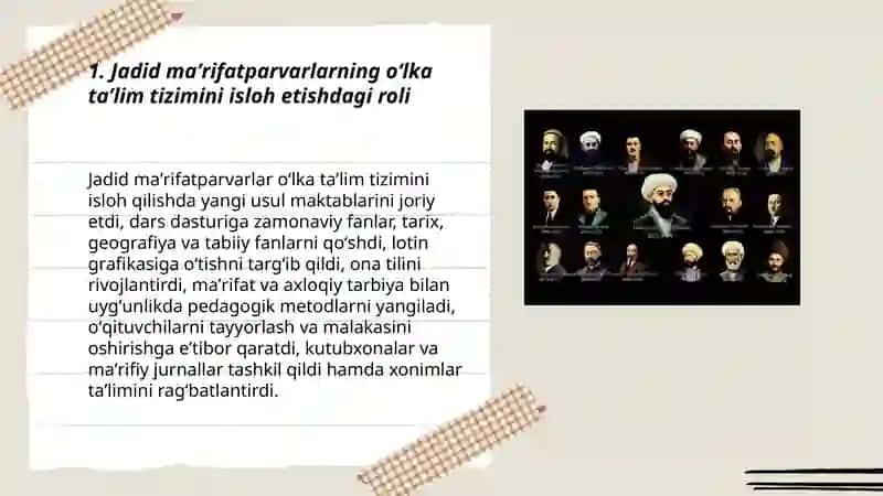 Jadid maʼrifatparvarlarining oʻlka ijtimoiy maʼnaviy hayotida tutgan oʻrni 3