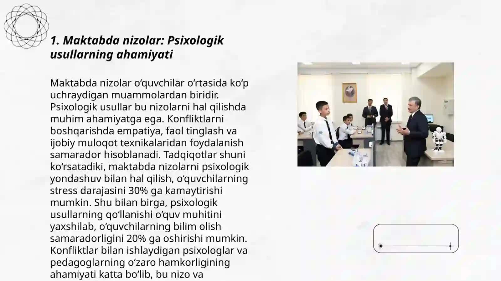 Maktabda nizolar: Psixologik usullarning ahamiyati 3