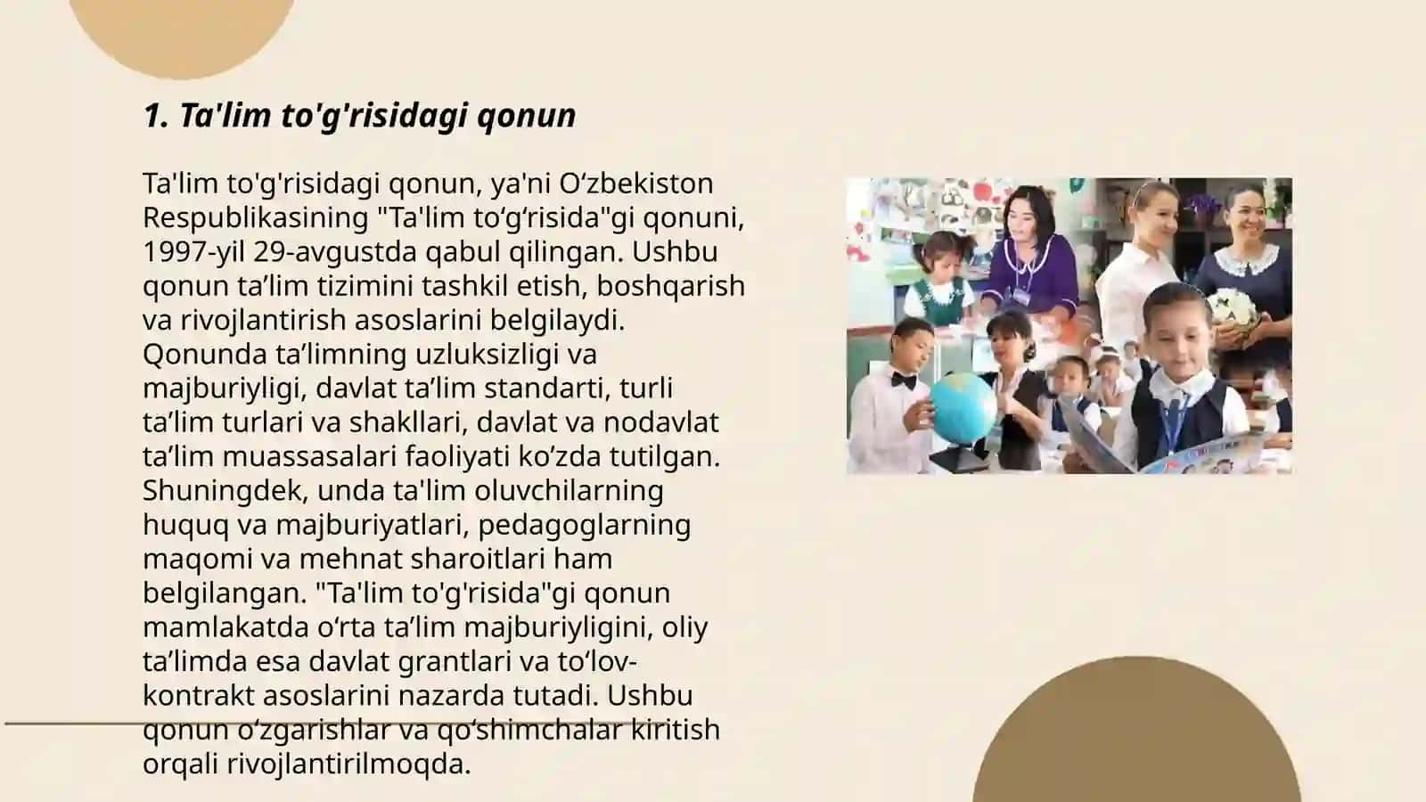 Ta'lim sohasidagi psixologik faoliyatining meyoriy xujjatlari 3