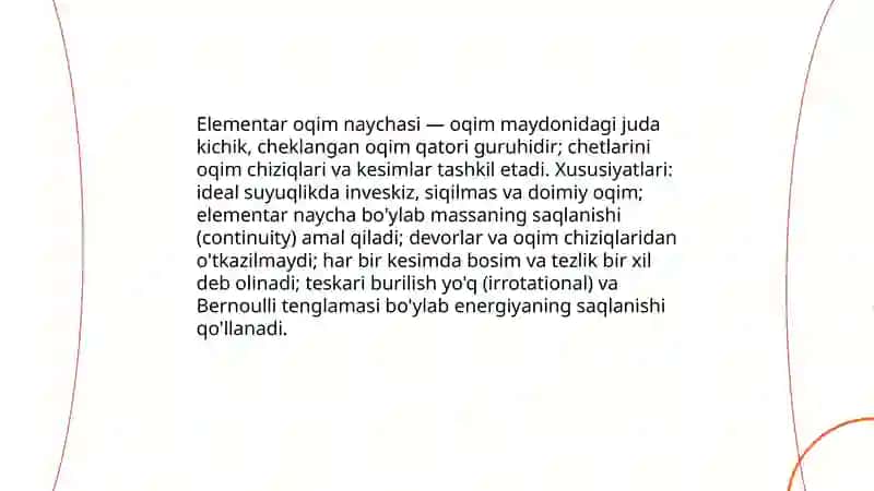 Elementar oqim naychasi D.Bernuli 3