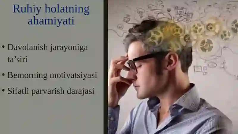 Bemorlarning ruhiy holati «Depressiya, shok, qoʻrquv, cho chish.ipoxondriya, oʻzini aybdor xis qilish», suitsidal fikrlash. 3