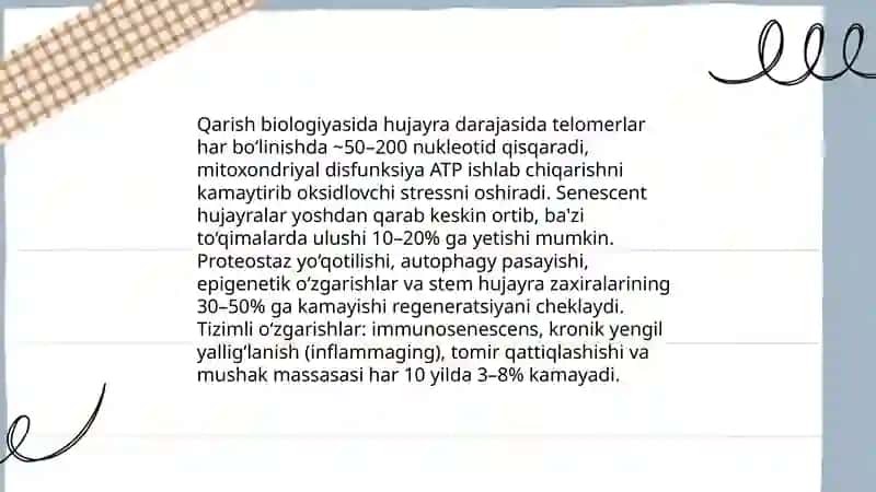 Gerontologiya va Regeneratsiya. Yoshlik siri. 3