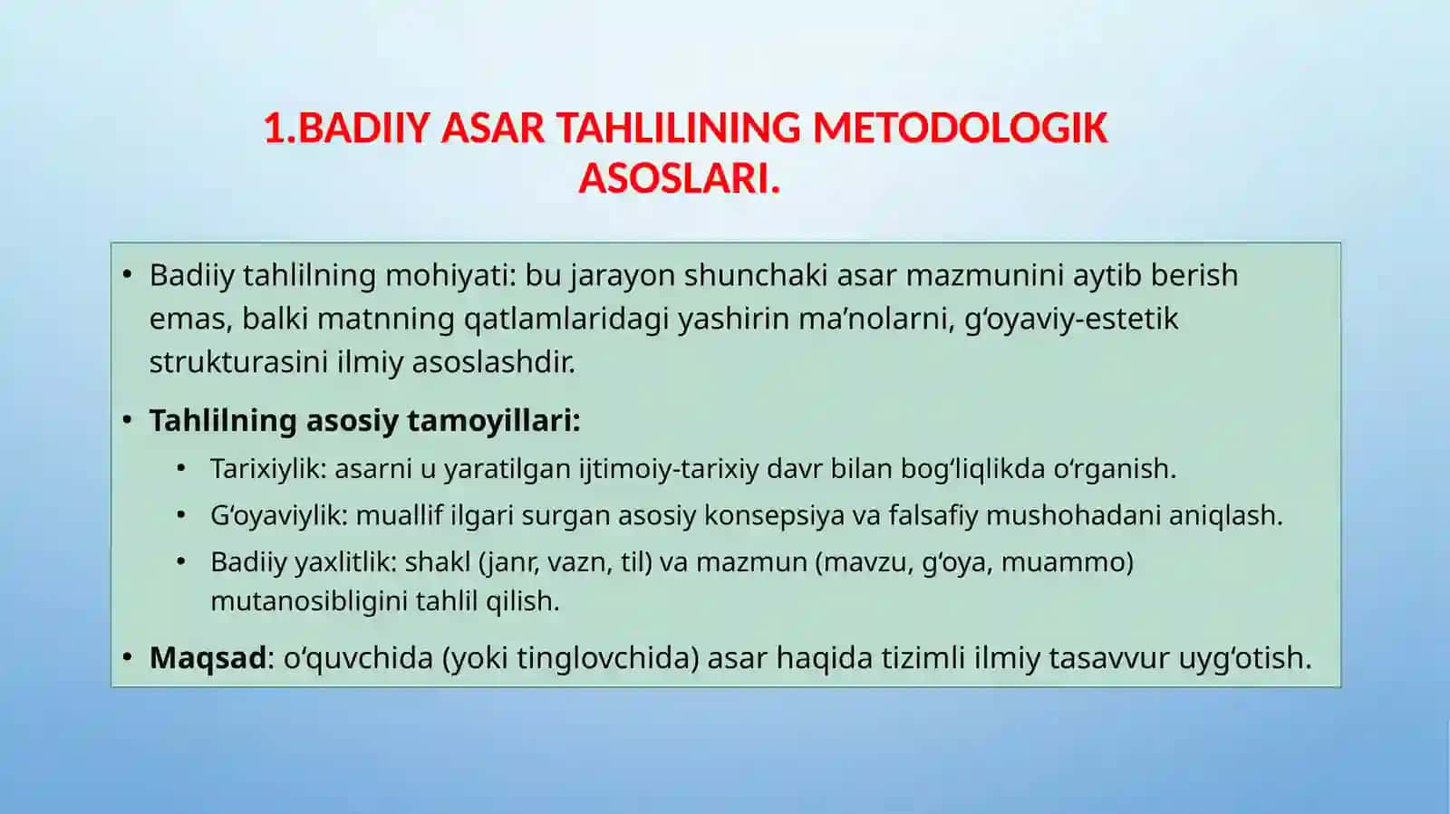 Badiiy asar tahlili: tur va xususiyatlarini hisobga olish 3