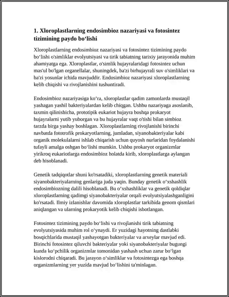 O'SIMLIKLAR EVOLYUTSIYASI VA TIRIK TABIATNING TARIXIY JARAYONIDA PAYDO BO'LISHI 3