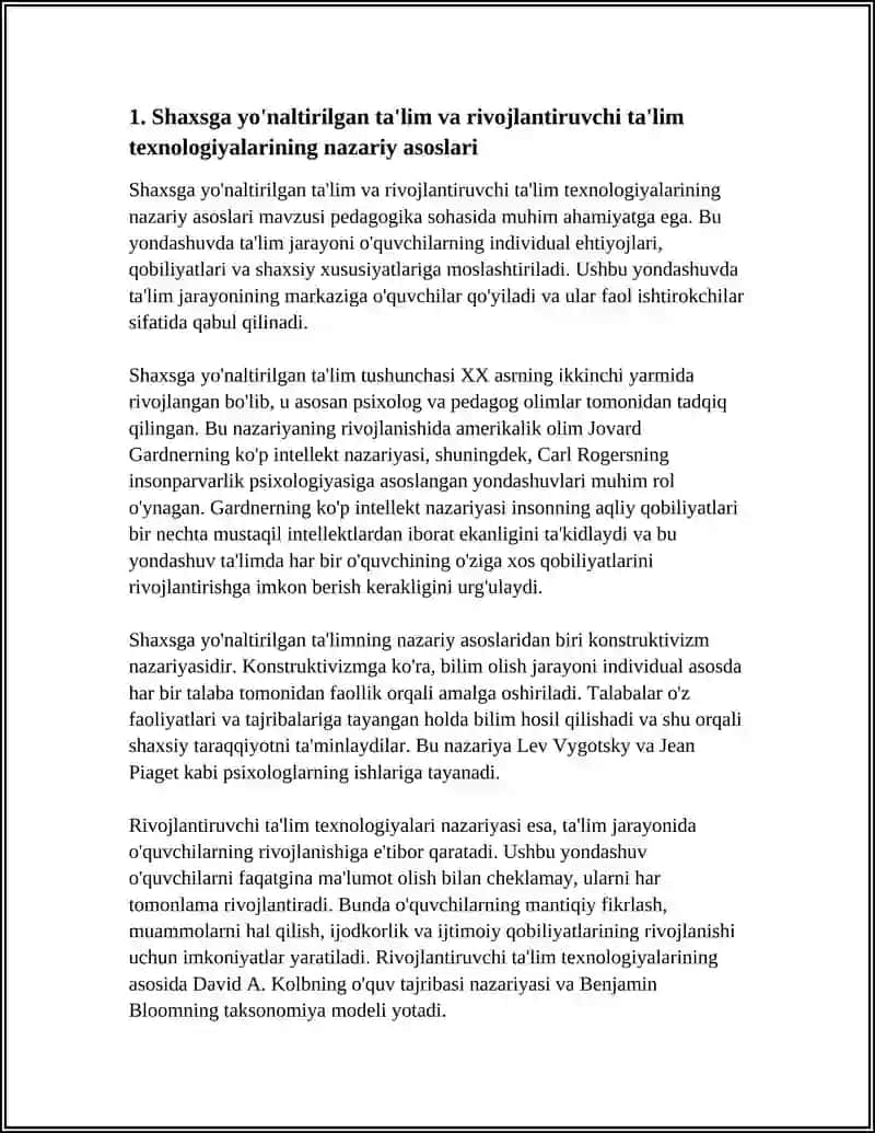 SHAXSGA YO'NALTIRILGAN TA'LIM VA RIVOJLANTIRUVCH TA'LIM TEXNOLOGIYALARINING MOHIYATI 3