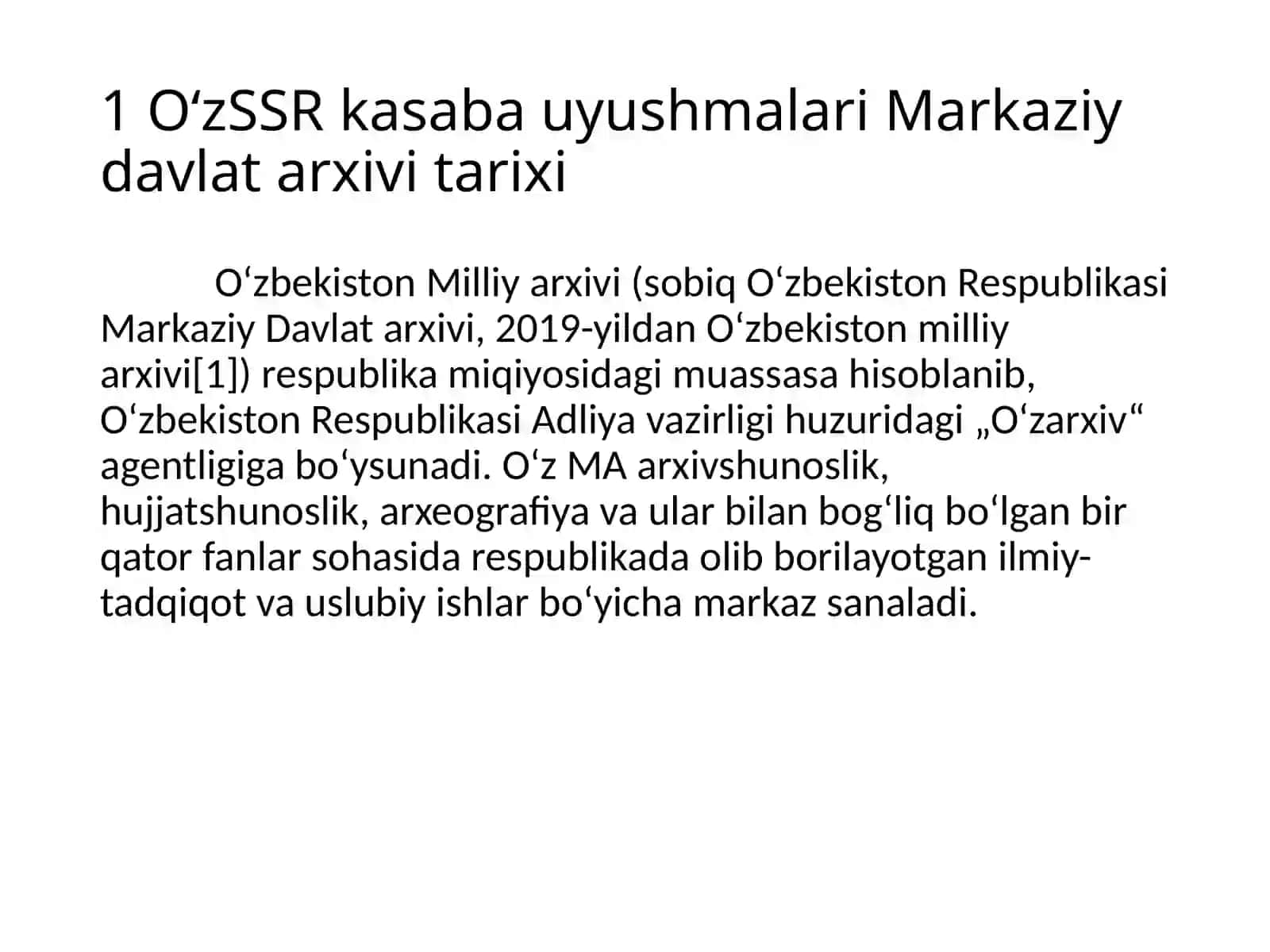 OʻzSSR kasabauyushlari Markaziy davlat arxivi 3