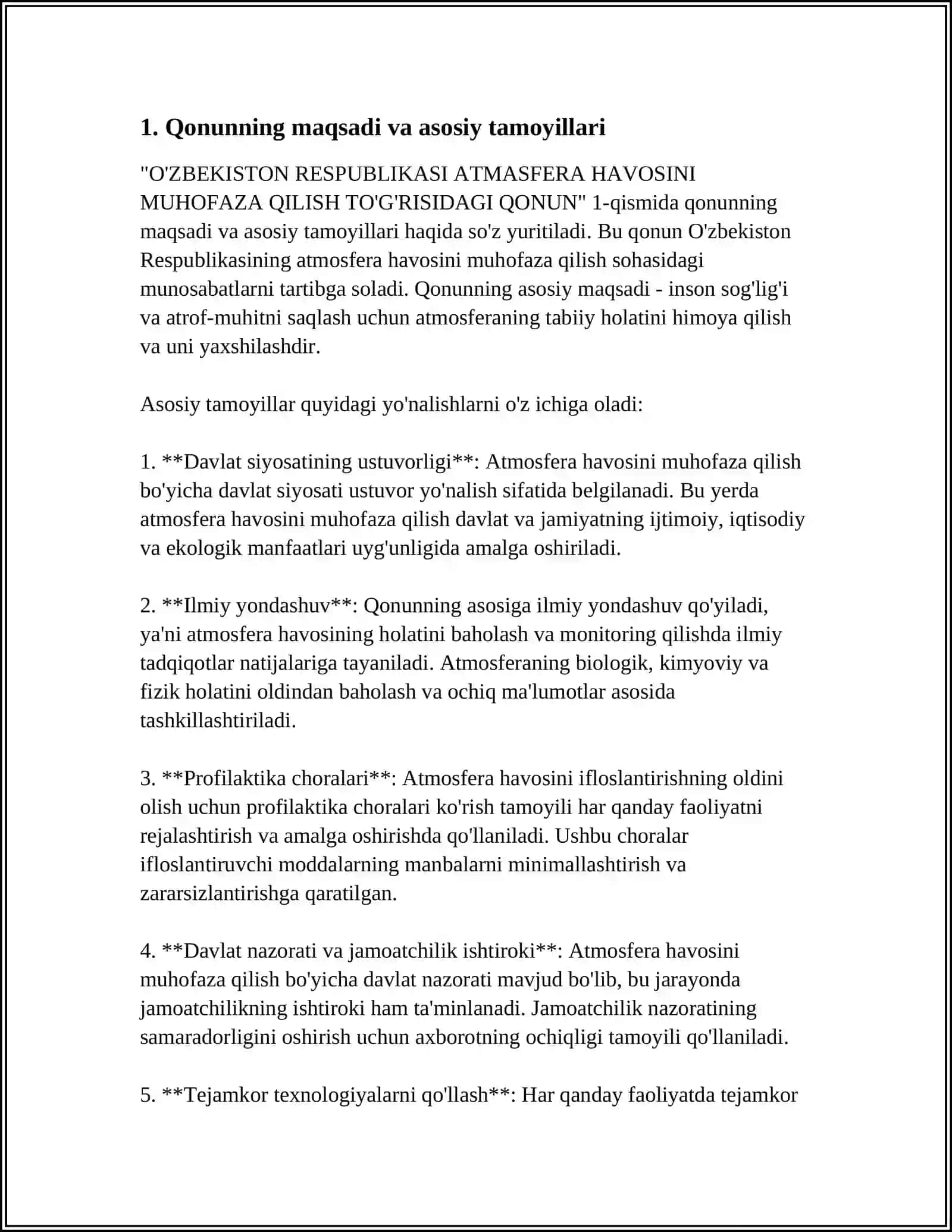 O'ZBEKISTON RESPUBLIKASI ATMASFERA HAVOSINI MUHOFAZA QILISH TOGRISIDAGI QONUN 3