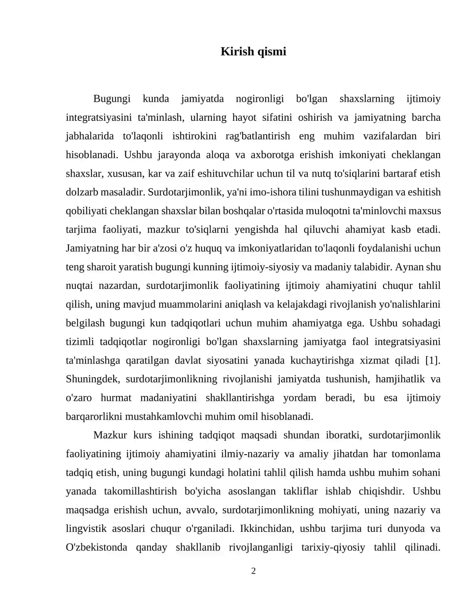Surdotarjimonlik praktikumi fanidan KURS ISHI 3